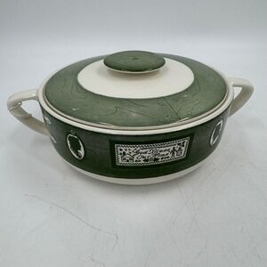 Vintage Colonial Homestead Green by Royal (USA) Round Covered Vegetable Bowl